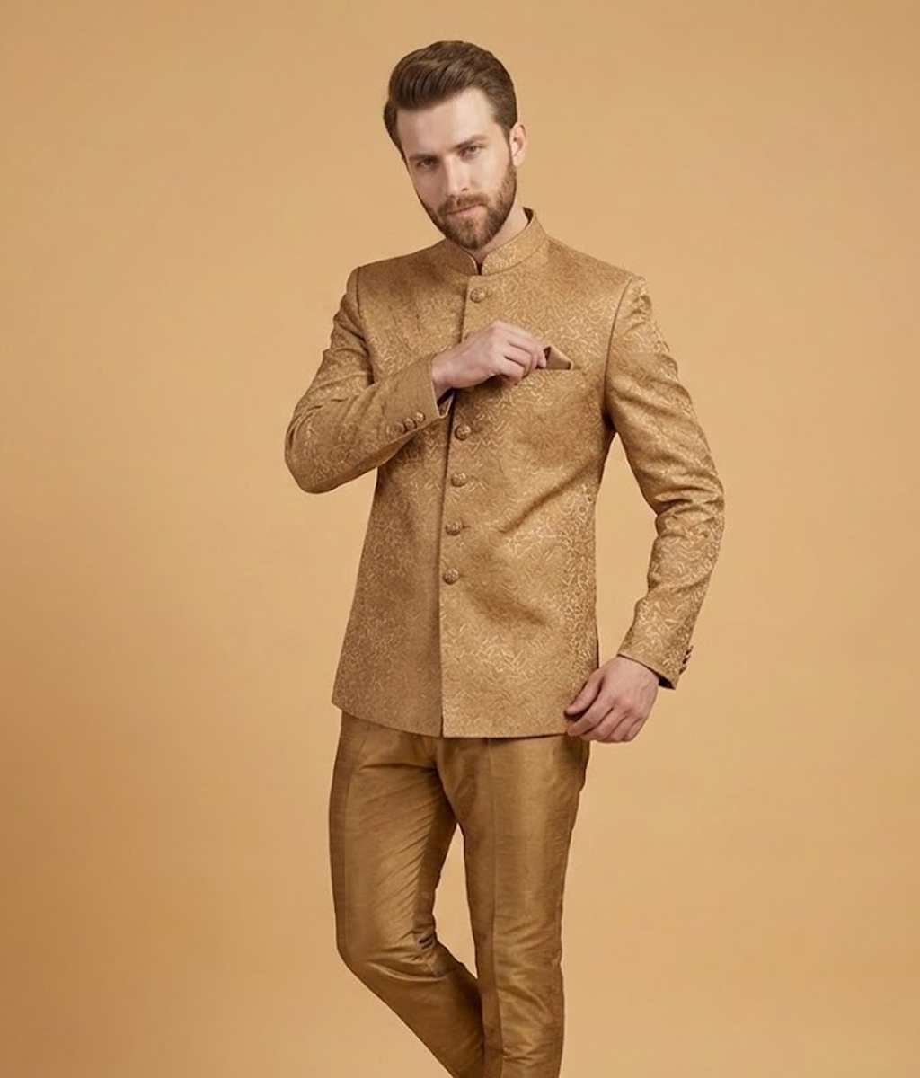 Tan Textured Jamawar Dulha House