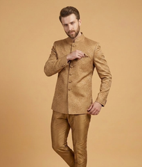 Tan Textured Jamawar Dulha House