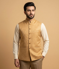 Tan Textured Jamawar Dulha House