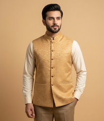 Tan Textured Jamawar Dulha House