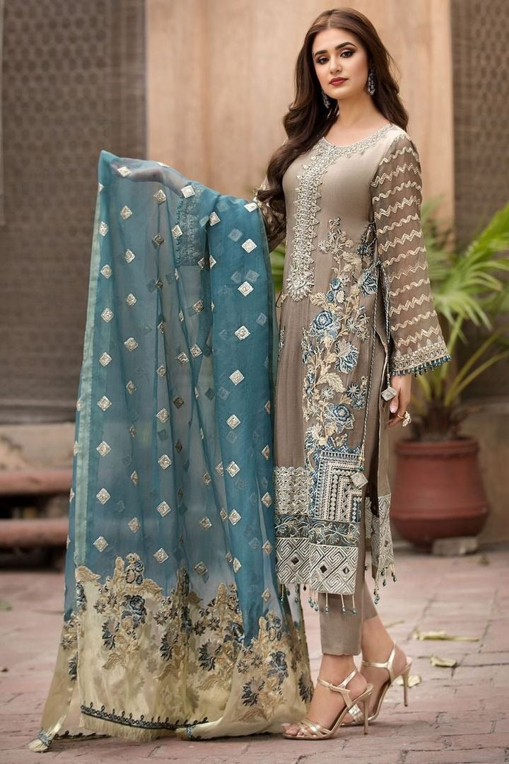 Taupe Mukesh Straight Kurta