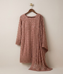 Tea Pink Raw Silk 2 Piece Shirt and Dupatta