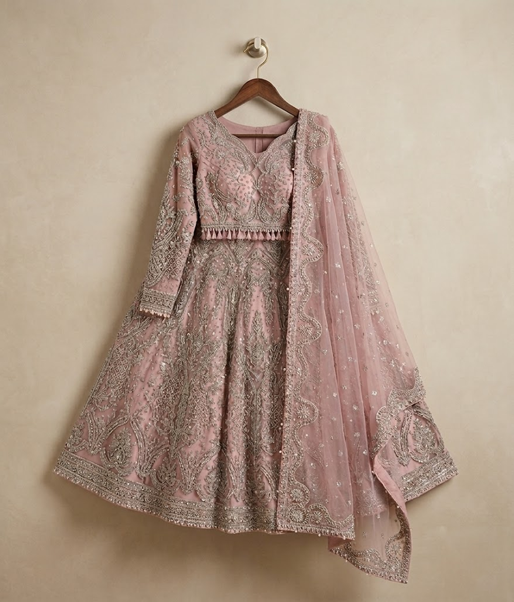 Tea Rose Silver-Work Lehenga Choli