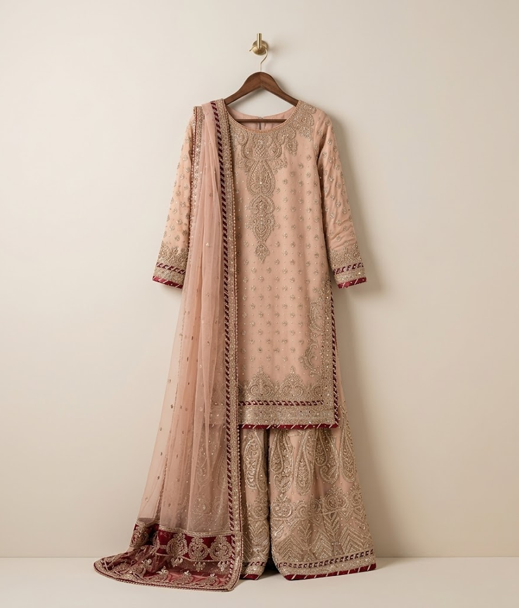 Tea Rose Zardozi Gharara
