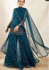 Teal Sequin Work Gharara