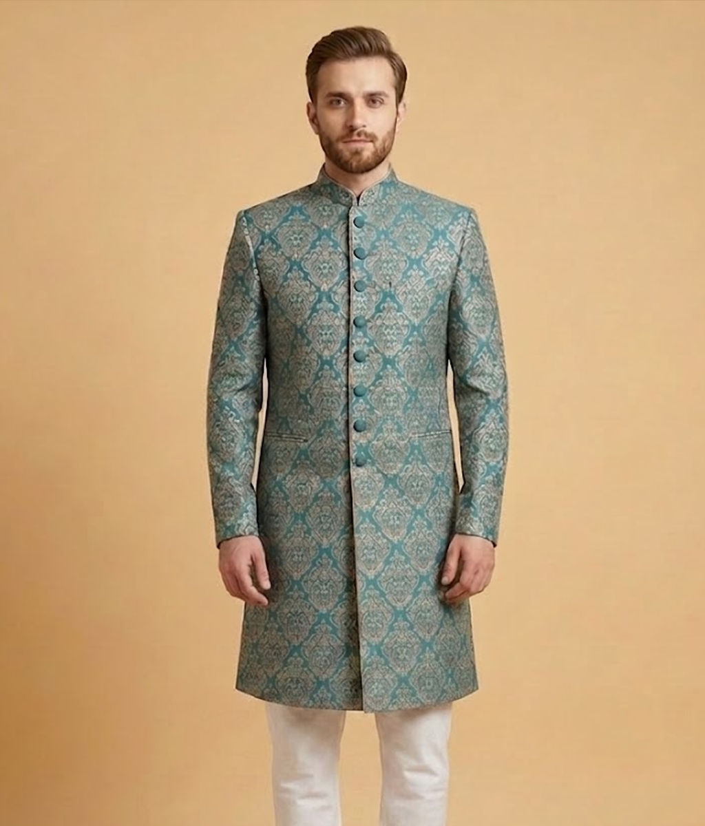Teal Jamawar Damask Dulha House