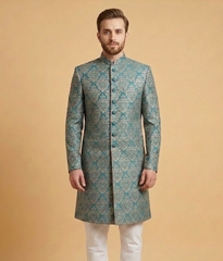 Teal Jamawar Damask Dulha House