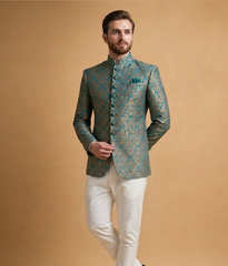 Teal Jamawar Damask Dulha House