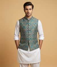 Teal Jamawar Damask Dulha House