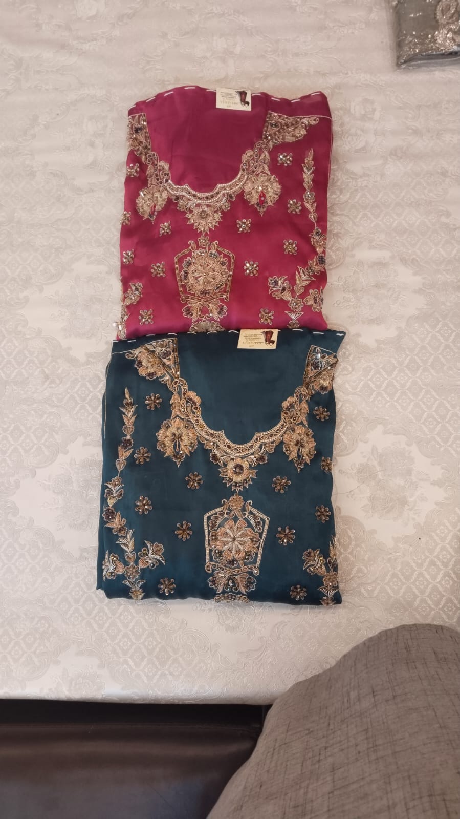 Teal Raw Silk Suit with Tilla and Dabka Work