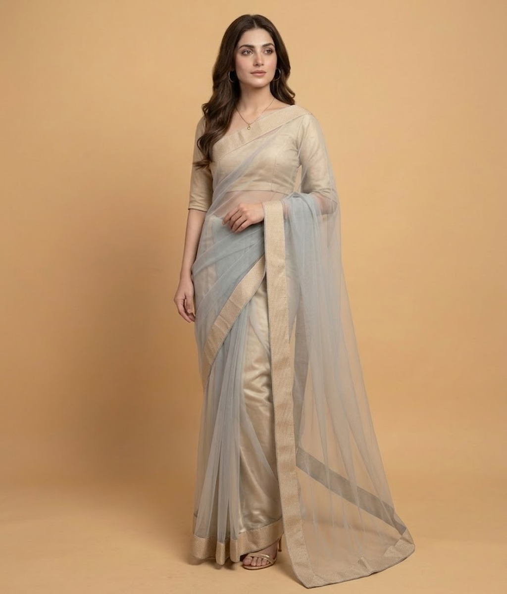 White Banarsi saree