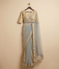 White Banarsi saree
