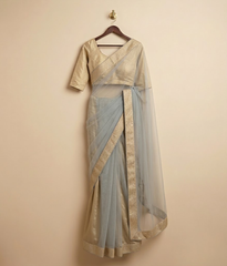 White Banarsi saree