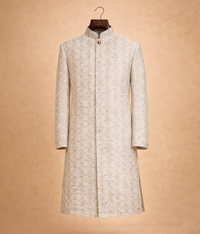 White Sherwani embroidered handmade