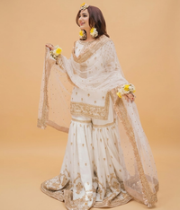 White Tilla Work Gharara