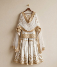White Tilla Work Gharara