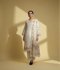 White cotton 3 piece with embroidery work
