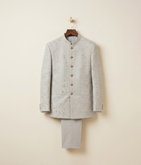 White self embroidered buttoned prince coat
