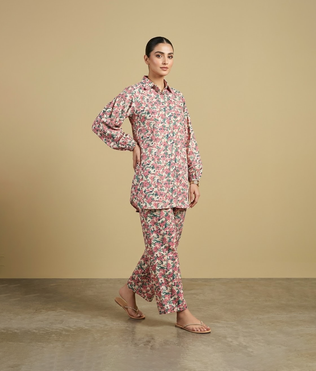 Pink floral printed co-ord set