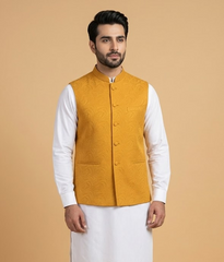 Yellow Self Jacquard Dulha House