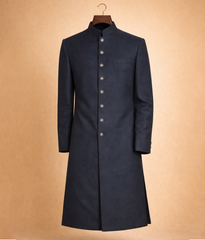 Black plain sherwani for suiting