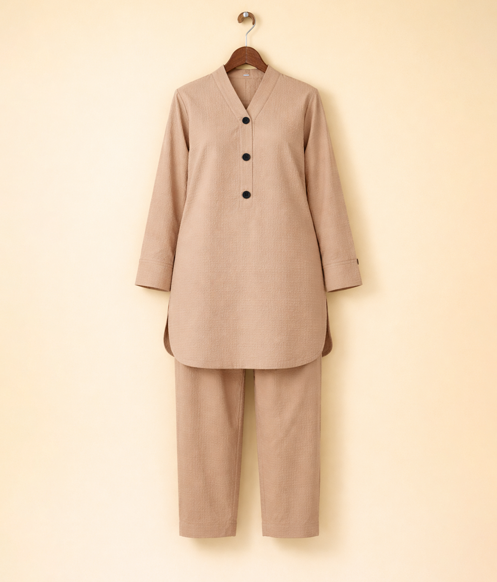 Camel plain 2 piece co-ord set
