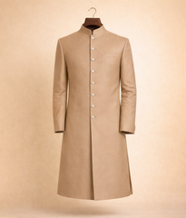 Camel plain sherwani for suiting