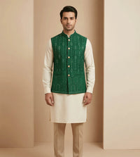 Emerald green Mirror Work fancy waistcoat