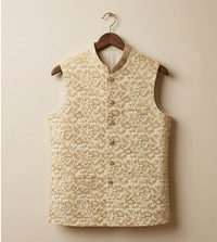 Beige JamawarJaal Fancy Waistcoat