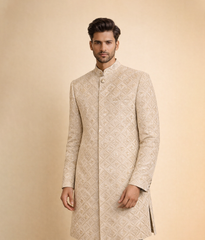 Gold sequence rawsilk sherwani