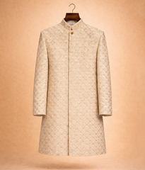 Gold sequence rawsilk sherwani