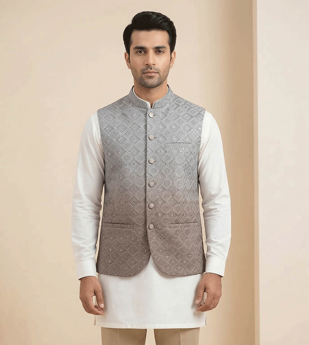 Grey Sequin fancy waistcoat