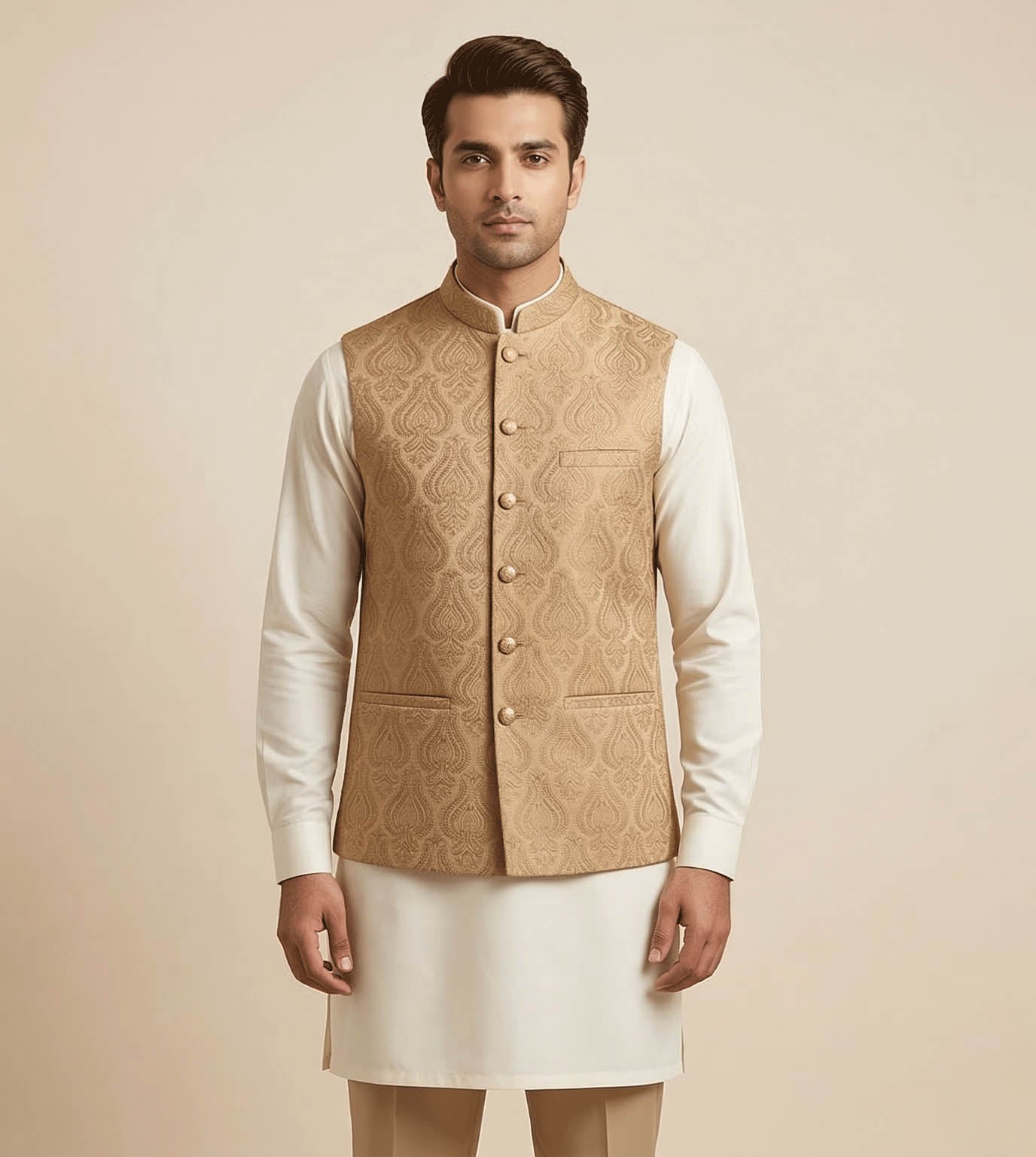 Light brown Paisley fancy waistcoat