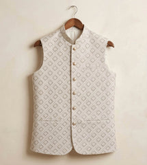 Offwhite Geometric Box fancy waistcoat