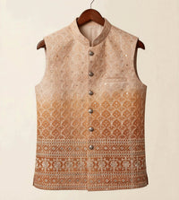 Peach orange Scalloped Ombre fancy waistcoat