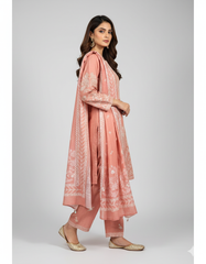 Petal pink embroidered shirt with trouser and printed dupatta