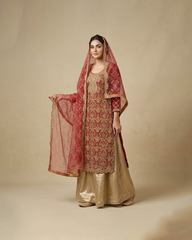Pink and gold gharara set