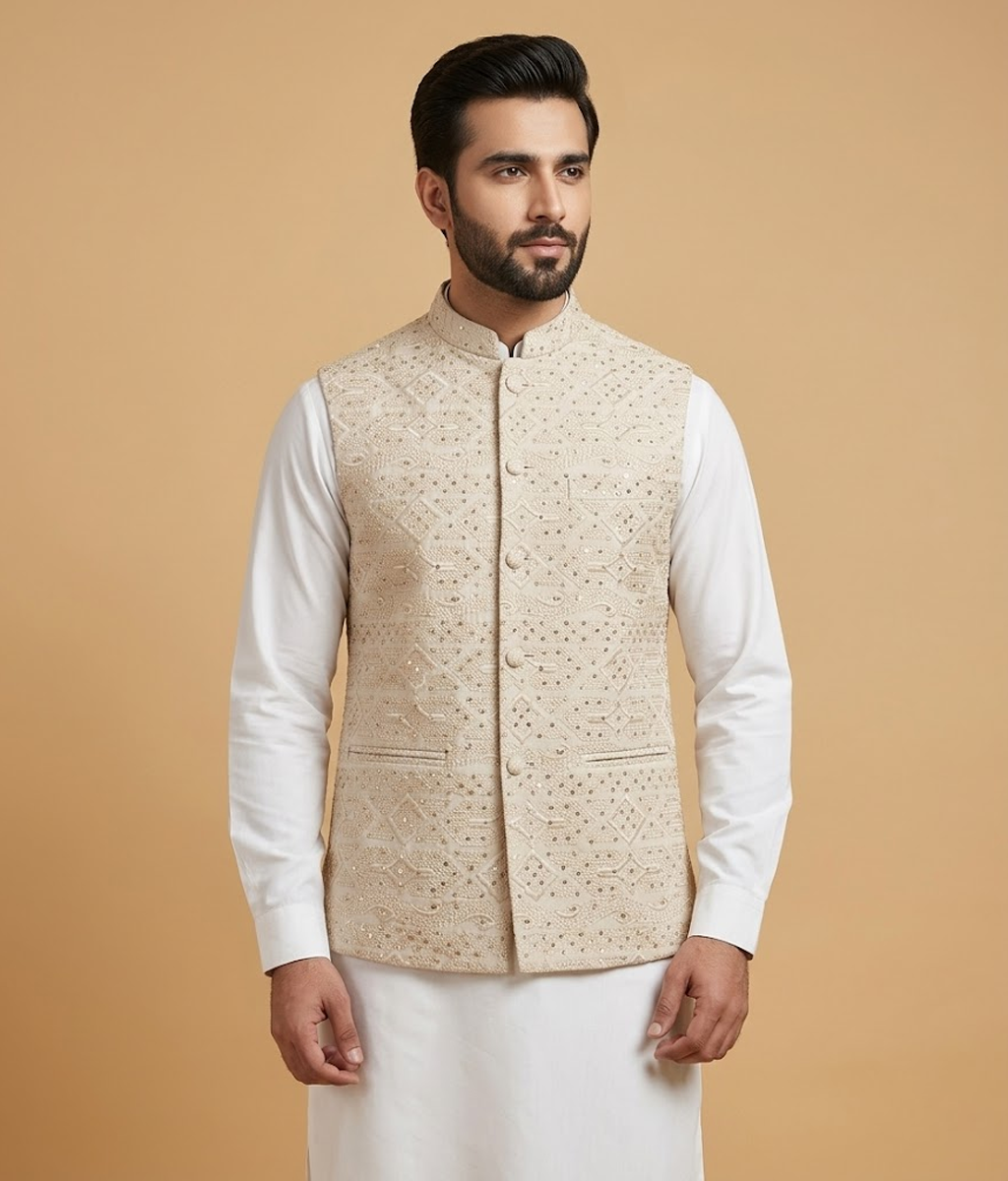 Beige Sequin Motif