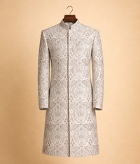 White and grey embroidered sherwani